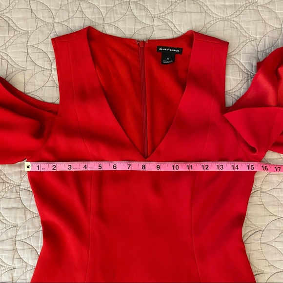Club Monaco | Pernille Cold Shoulder Dress — Red | Size 0 - Picture 9 of 12
